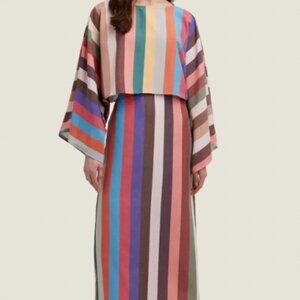 Touche Multicolored Highrise Stripe Midi Skirt and Blouse Set - NWOT Size 38